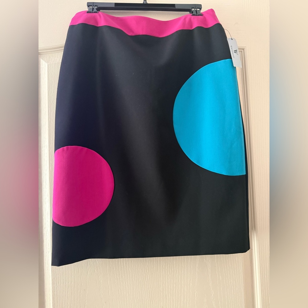 Worthington Colorblock Circle Print Skirt | Size 10 | Knee-Length